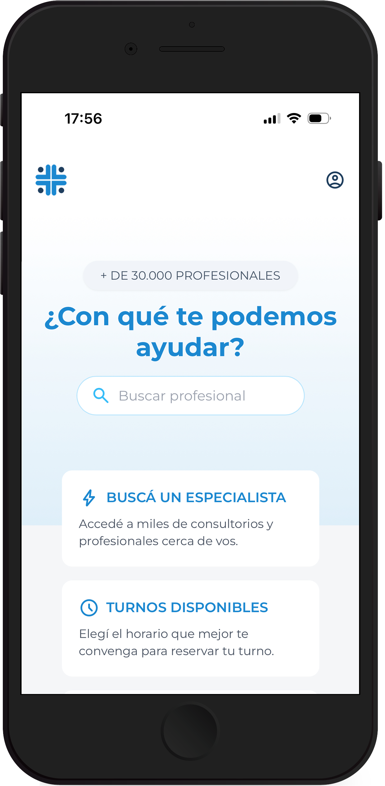 Mockup de la pantalla de inicio de Crontu
