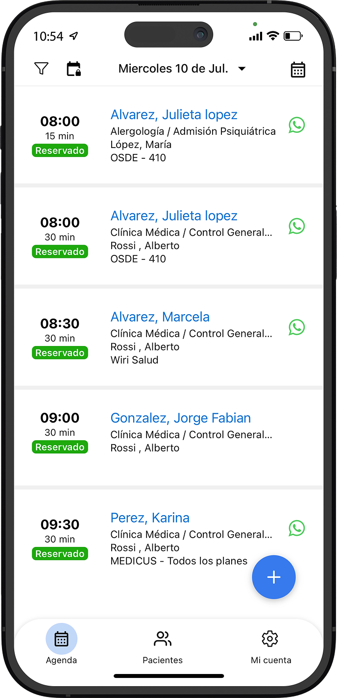 Mockup de la pantalla de turnos de DrApp