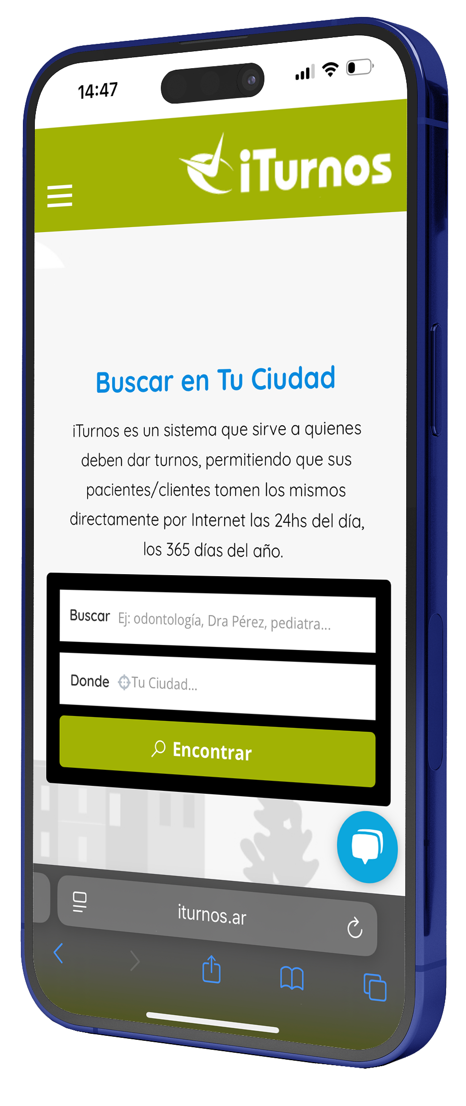 Mockup del buscador de iTurnos