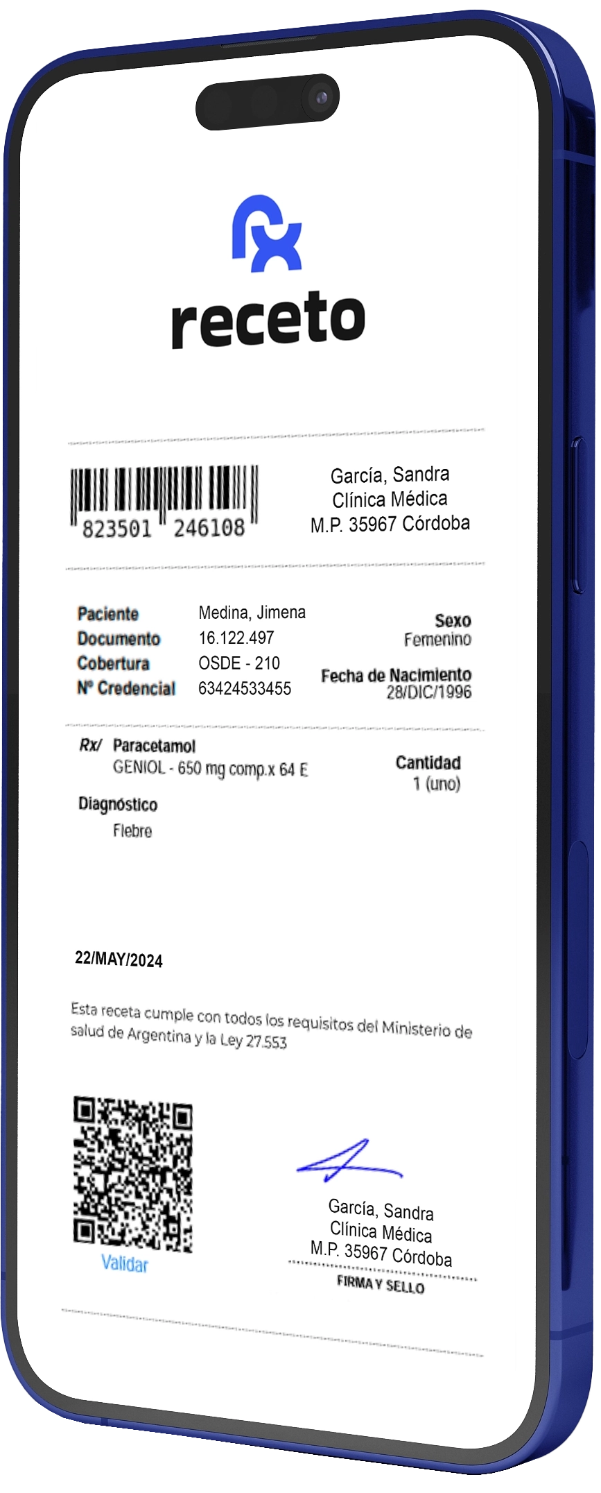 Mockup de la pantalla de receta nueva de Receto